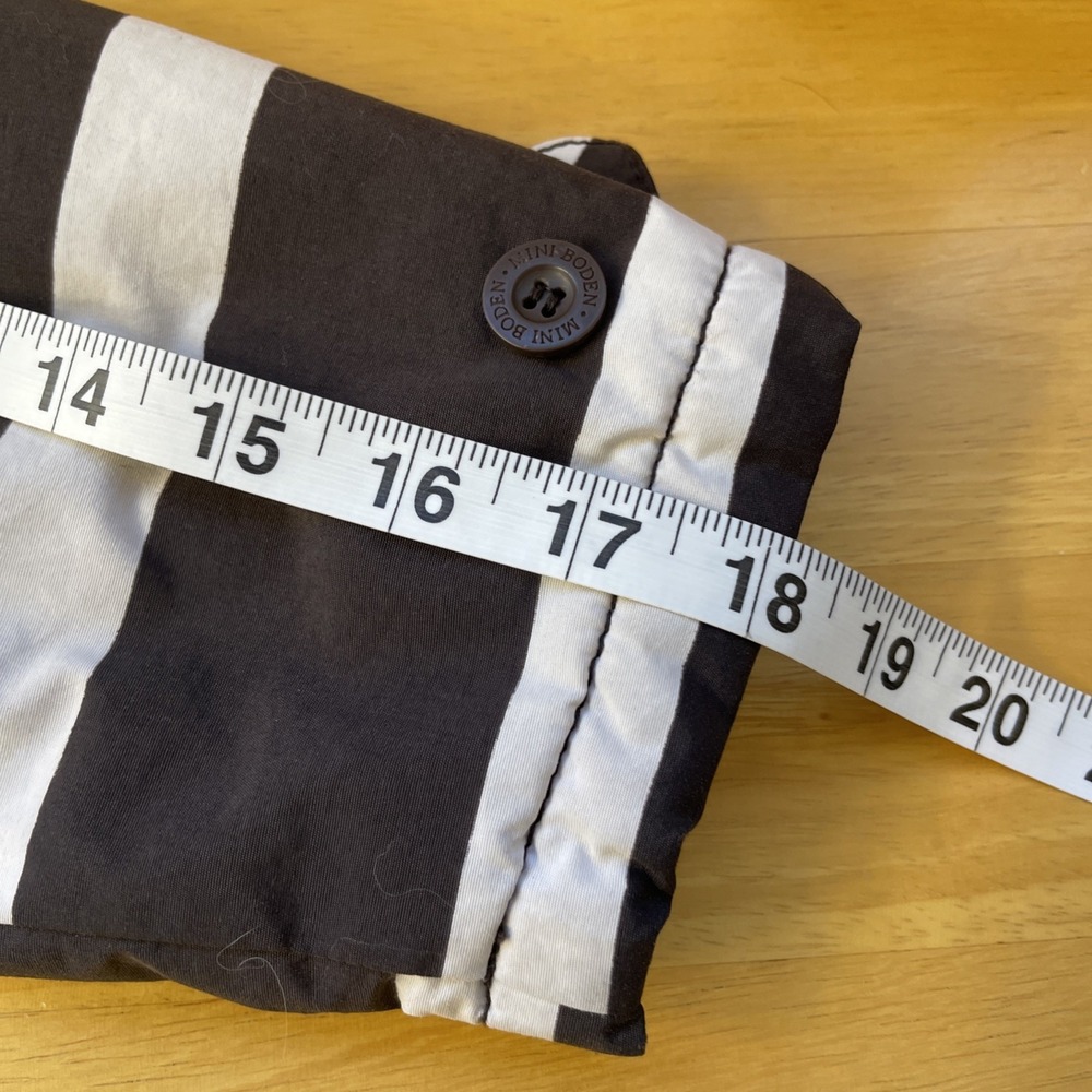 Mini Boden Boys Jacket Coat Parka size 8 Brown white Striped zip button cozy - Picture 14 of 14